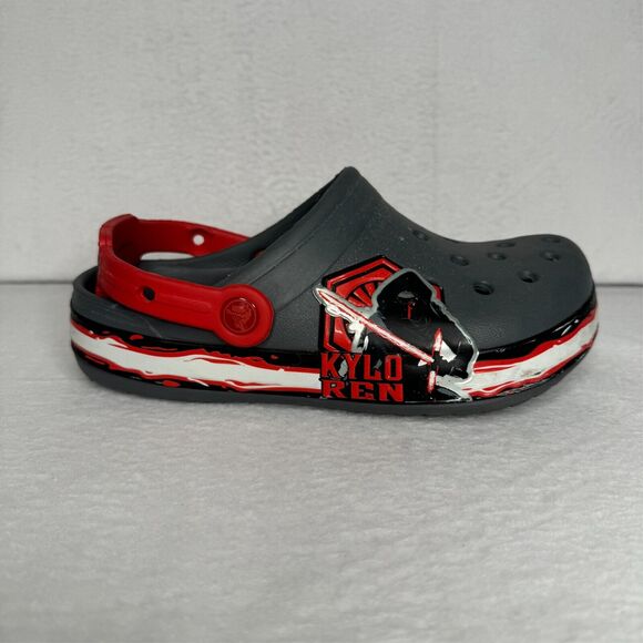CROCS Clogs Classic Star Wars Kylo Ren Gray Red Slip-On Boys Size J 3 - Picture 3 of 11
